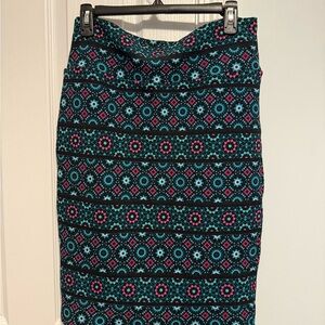 LuLaRoe Vibrant Pink and Blue Geometric Pencil Skirt